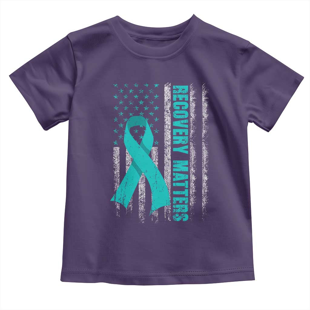 Recovery Matter Sobriety Anniversary Sober AA NA Toddler T Shirt Vintage American Flag TS11 Purple Print Your Wear