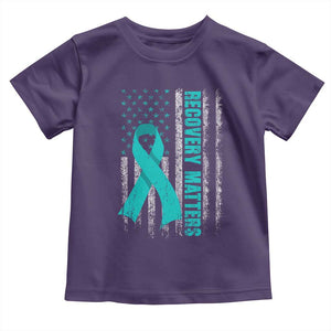 Recovery Matter Sobriety Anniversary Sober AA NA Toddler T Shirt Vintage American Flag TS11 Purple Print Your Wear