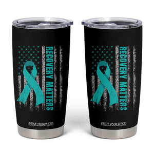 Recovery Matter Sobriety Anniversary Sober AA NA Tumbler Cup Vintage American Flag TS11 Black Print Your Wear
