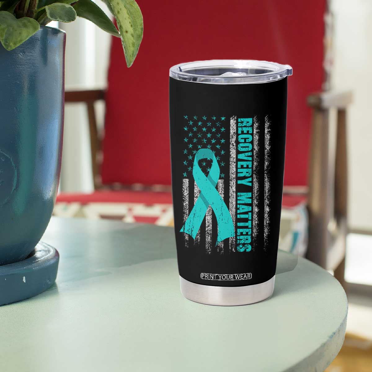 Recovery Matter Sobriety Anniversary Sober AA NA Tumbler Cup Vintage American Flag TS11 Print Your Wear