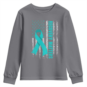 Recovery Matter Sobriety Anniversary Sober AA NA Youth Sweatshirt Vintage American Flag TS11 Charcoal Print Your Wear