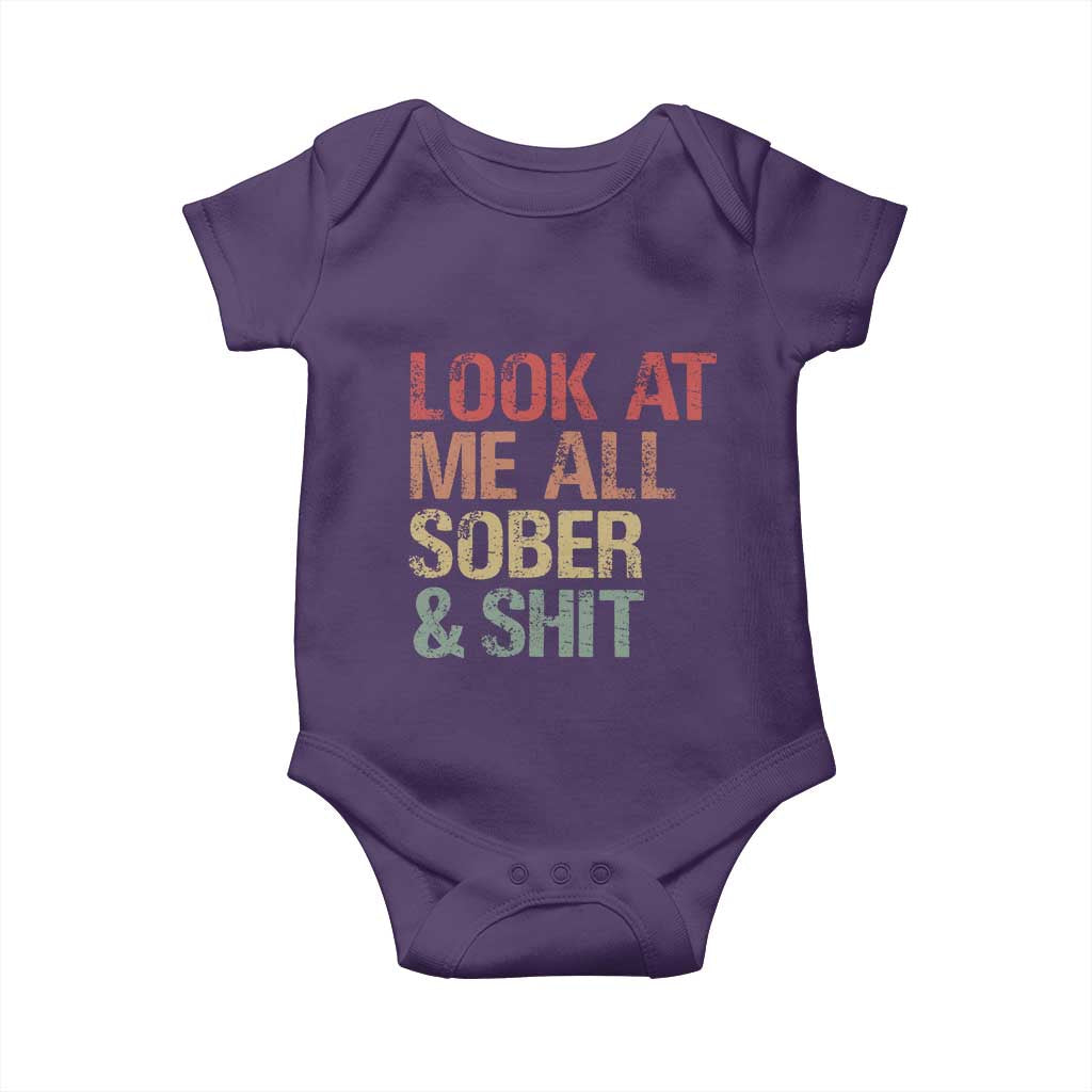 Look At Me All Sober And Shit Baby Onesie Funny Addiction Recovery TS11 Purple Print Your Wear