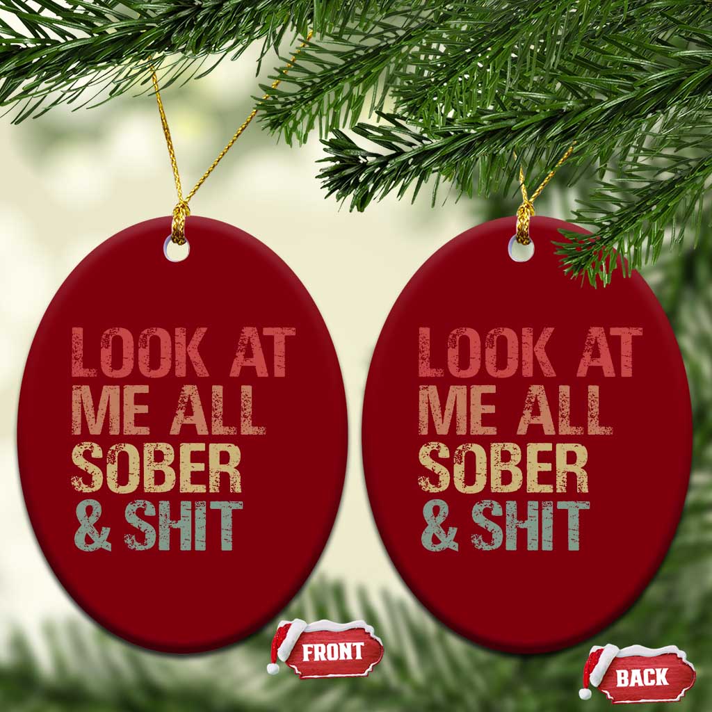 Look At Me All Sober And Shit Ceramic Ornament Funny Addiction Recovery TS11 Print Your Wear