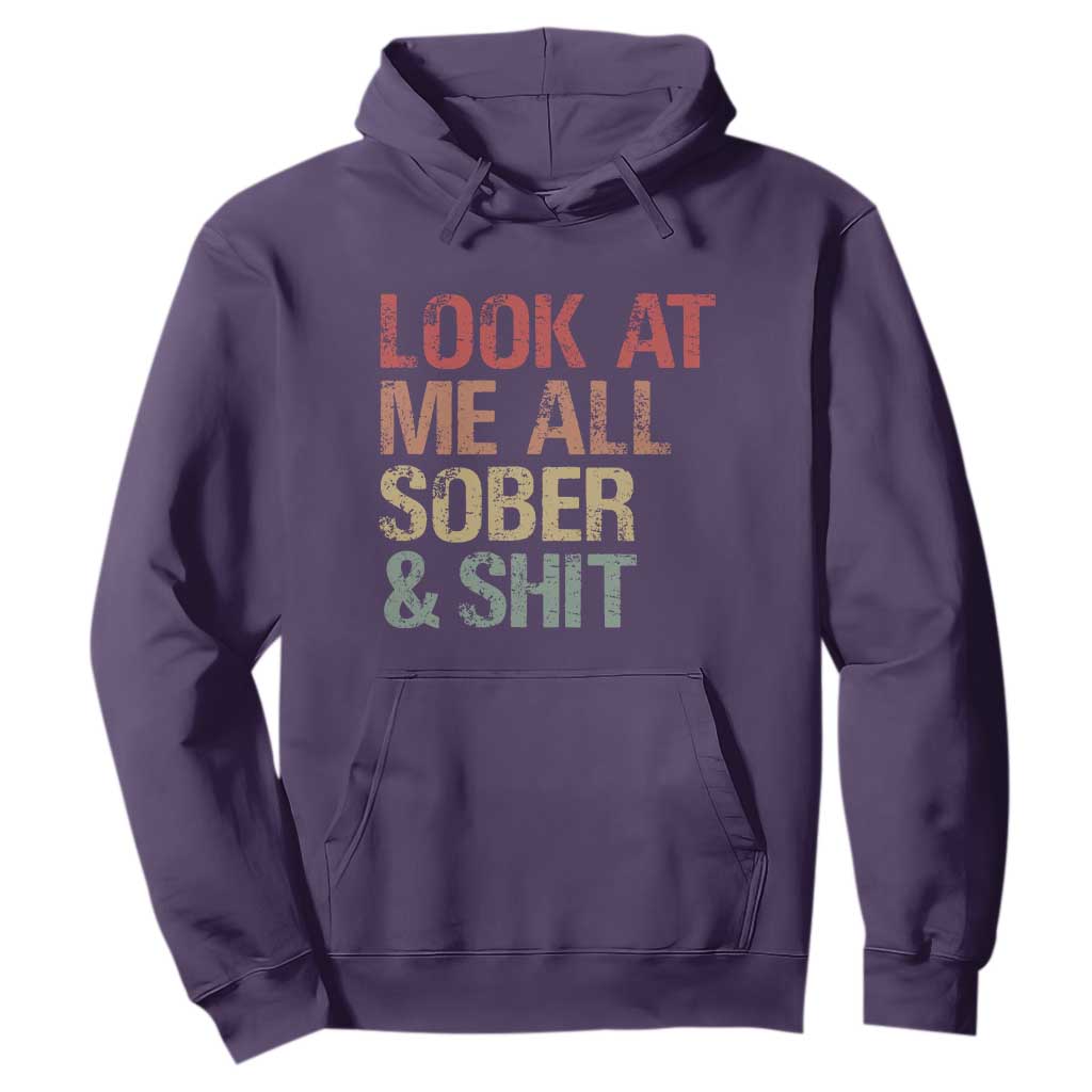 Look At Me All Sober And Shit Hoodie Funny Addiction Recovery TS11 Purple Print Your Wear