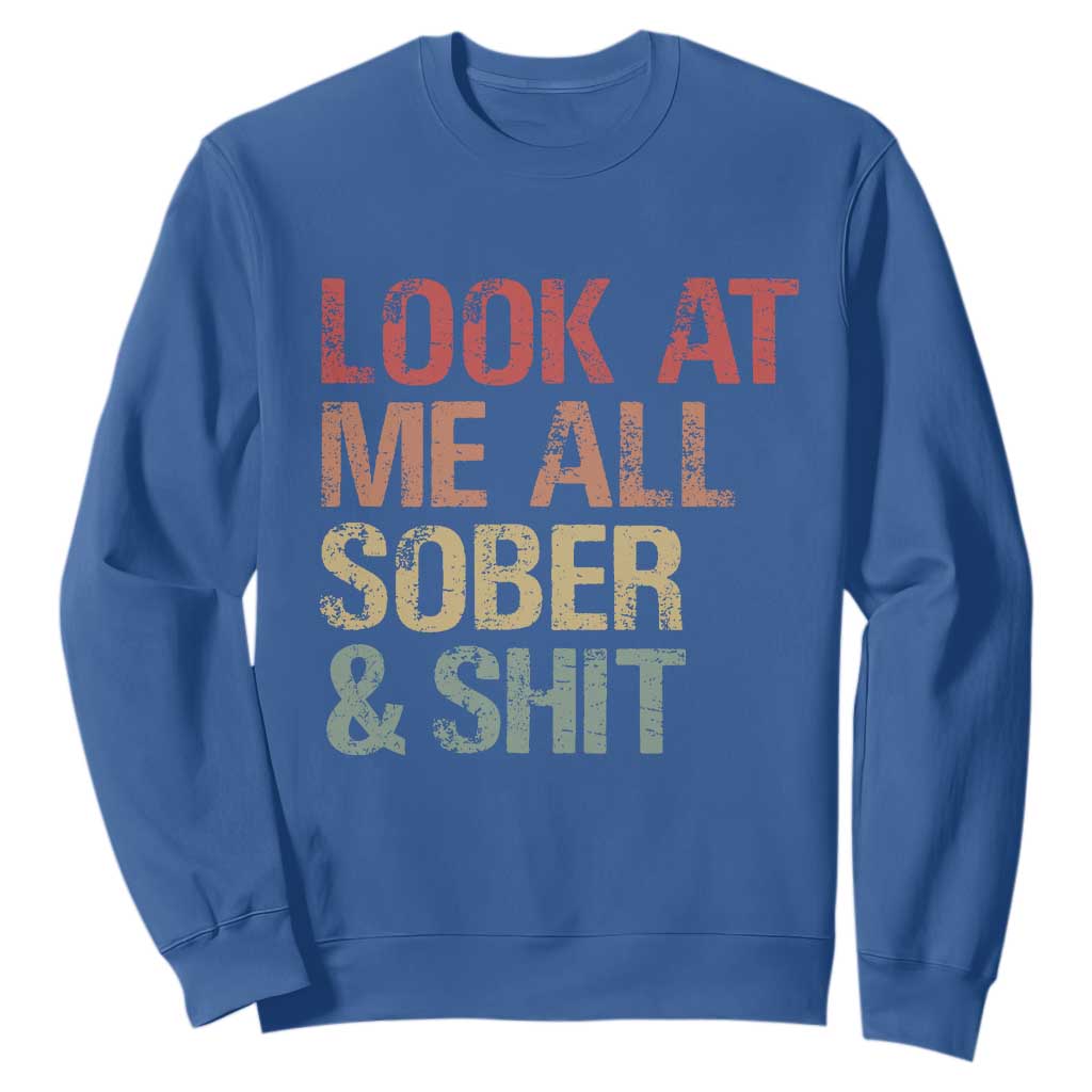 Look At Me All Sober And Shit Sweatshirt Funny Addiction Recovery TS11 Royal Blue Print Your Wear