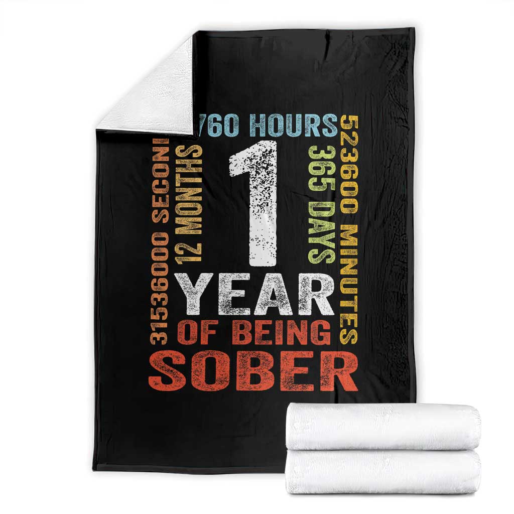 1 Year Of Being Sober Throw Blanket 1 Year Sobriety Anniversary Addiction Recovery TS11 Black Print Your Wear