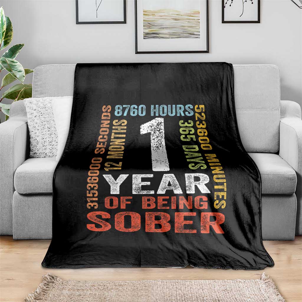 1 Year Of Being Sober Throw Blanket 1 Year Sobriety Anniversary Addiction Recovery TS11 Print Your Wear