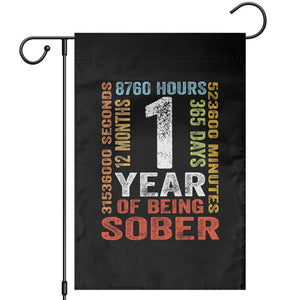 1 Year Of Being Sober Garden Flag 1 Year Sobriety Anniversary Addiction Recovery TS11 Black Print Your Wear