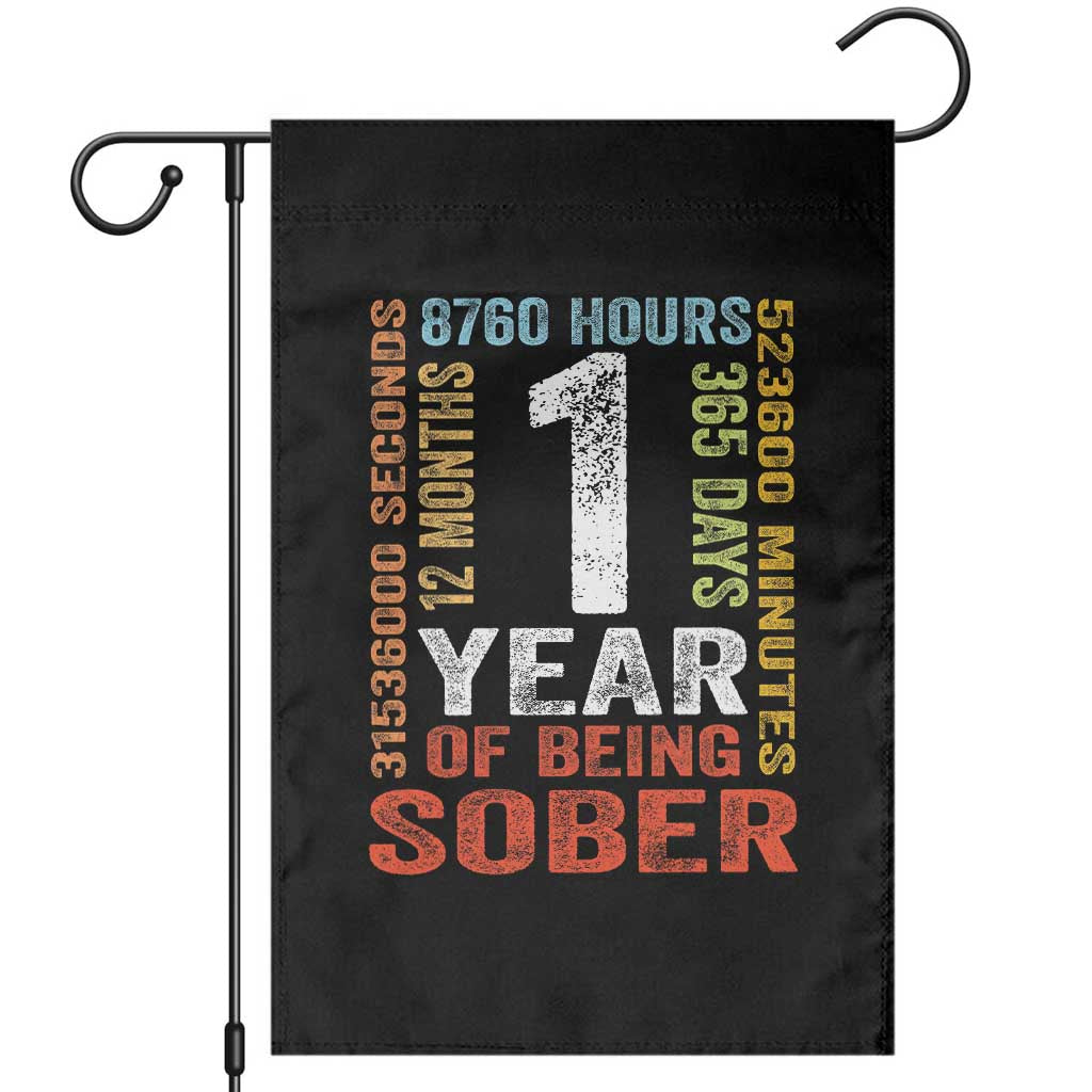 1 Year Of Being Sober Garden Flag 1 Year Sobriety Anniversary Addiction Recovery TS11 Black Print Your Wear