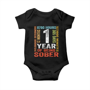 1 Year Of Being Sober Baby Onesie 1 Year Sobriety Anniversary Addiction Recovery TS11 Black Print Your Wear