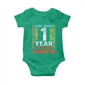 1 Year Of Being Sober Baby Onesie 1 Year Sobriety Anniversary Addiction Recovery TS11 Irish Green Print Your Wear