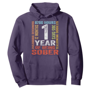 1 Year Of Being Sober Hoodie 1 Year Sobriety Anniversary Addiction Recovery TS11 Purple Print Your Wear