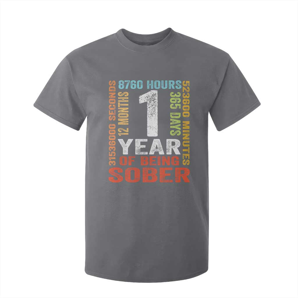 1 Year Of Being Sober T Shirt For Kid 1 Year Sobriety Anniversary Addiction Recovery TS11 Charcoal Print Your Wear