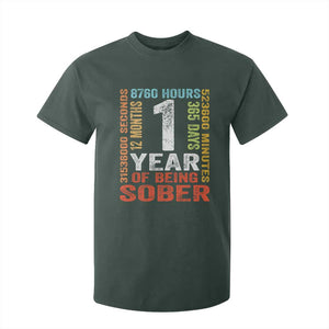 1 Year Of Being Sober T Shirt For Kid 1 Year Sobriety Anniversary Addiction Recovery TS11 Dark Forest Green Print Your Wear