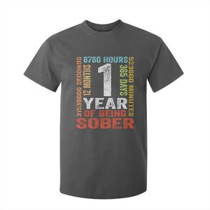 1 Year Of Being Sober T Shirt For Kid 1 Year Sobriety Anniversary Addiction Recovery TS11 Dark Heather Print Your Wear