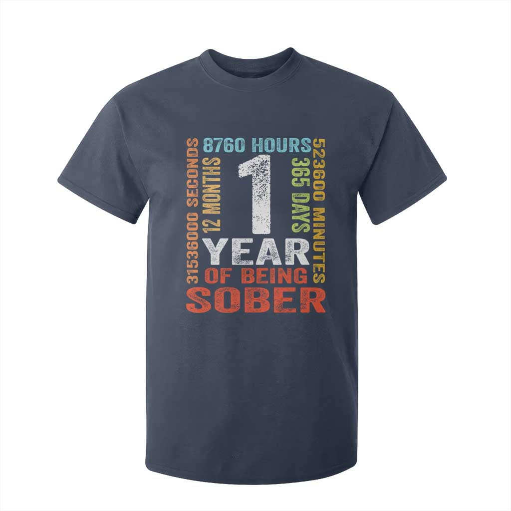 1 Year Of Being Sober T Shirt For Kid 1 Year Sobriety Anniversary Addiction Recovery TS11 Navy Print Your Wear
