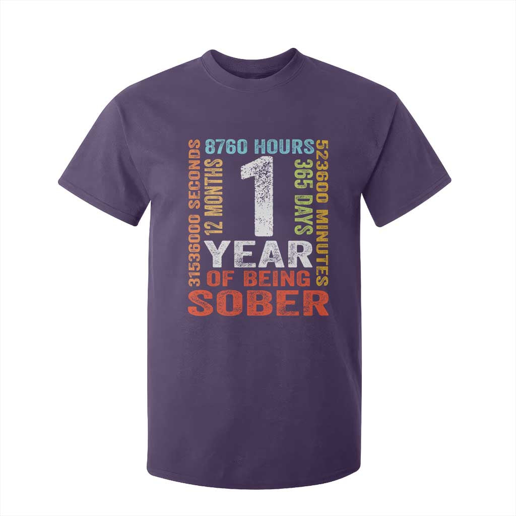 1 Year Of Being Sober T Shirt For Kid 1 Year Sobriety Anniversary Addiction Recovery TS11 Purple Print Your Wear