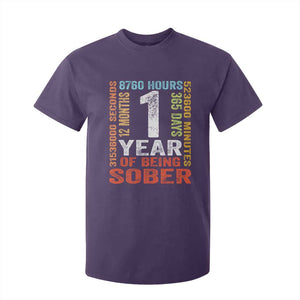1 Year Of Being Sober T Shirt For Kid 1 Year Sobriety Anniversary Addiction Recovery TS11 Purple Print Your Wear