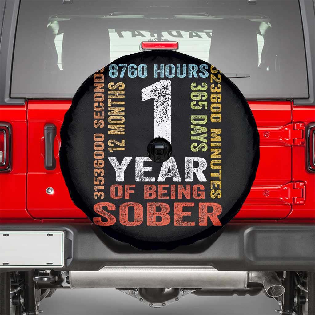1 Year Of Being Sober Spare Tire Cover 1 Year Sobriety Anniversary Addiction Recovery TS11 Black Print Your Wear