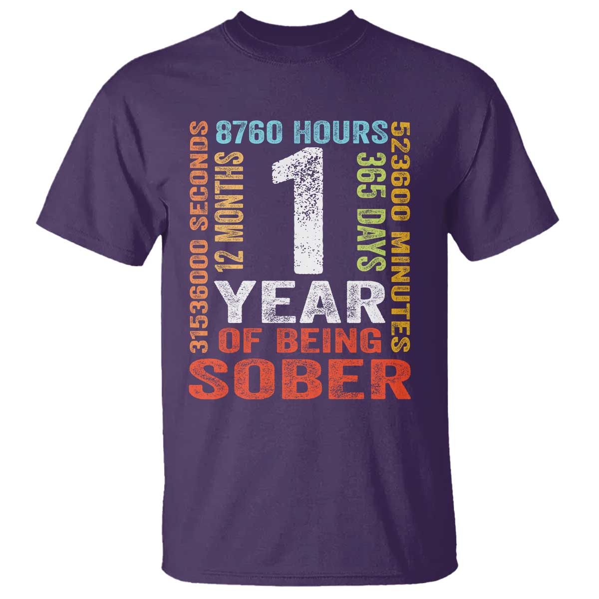 1 Year Of Being Sober T Shirt 1 Year Sobriety Anniversary Addiction Recovery TS11 Purple Print Your Wear