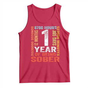 1 Year Of Being Sober Tank Top 1 Year Sobriety Anniversary Addiction Recovery TS11 Red Print Your Wear