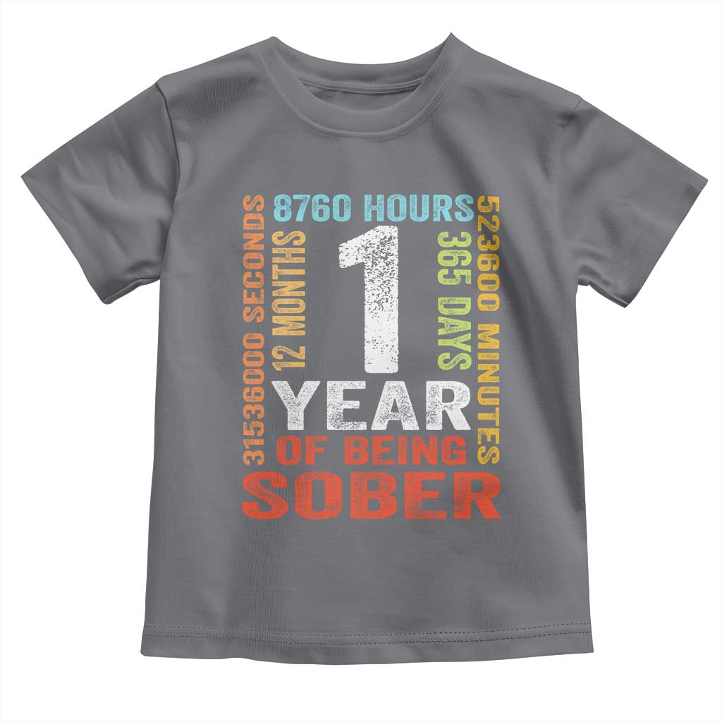 1 Year Of Being Sober Toddler T Shirt 1 Year Sobriety Anniversary Addiction Recovery TS11 Charcoal Print Your Wear
