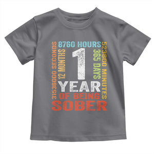 1 Year Of Being Sober Toddler T Shirt 1 Year Sobriety Anniversary Addiction Recovery TS11 Charcoal Print Your Wear