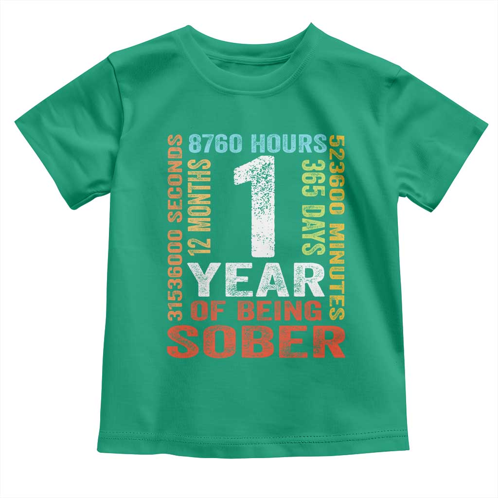 1 Year Of Being Sober Toddler T Shirt 1 Year Sobriety Anniversary Addiction Recovery TS11 Irish Green Print Your Wear