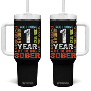 1 Year Of Being Sober Tumbler With Handle 1 Year Sobriety Anniversary Addiction Recovery TS11 One Size: 40 oz Black Print Your Wear