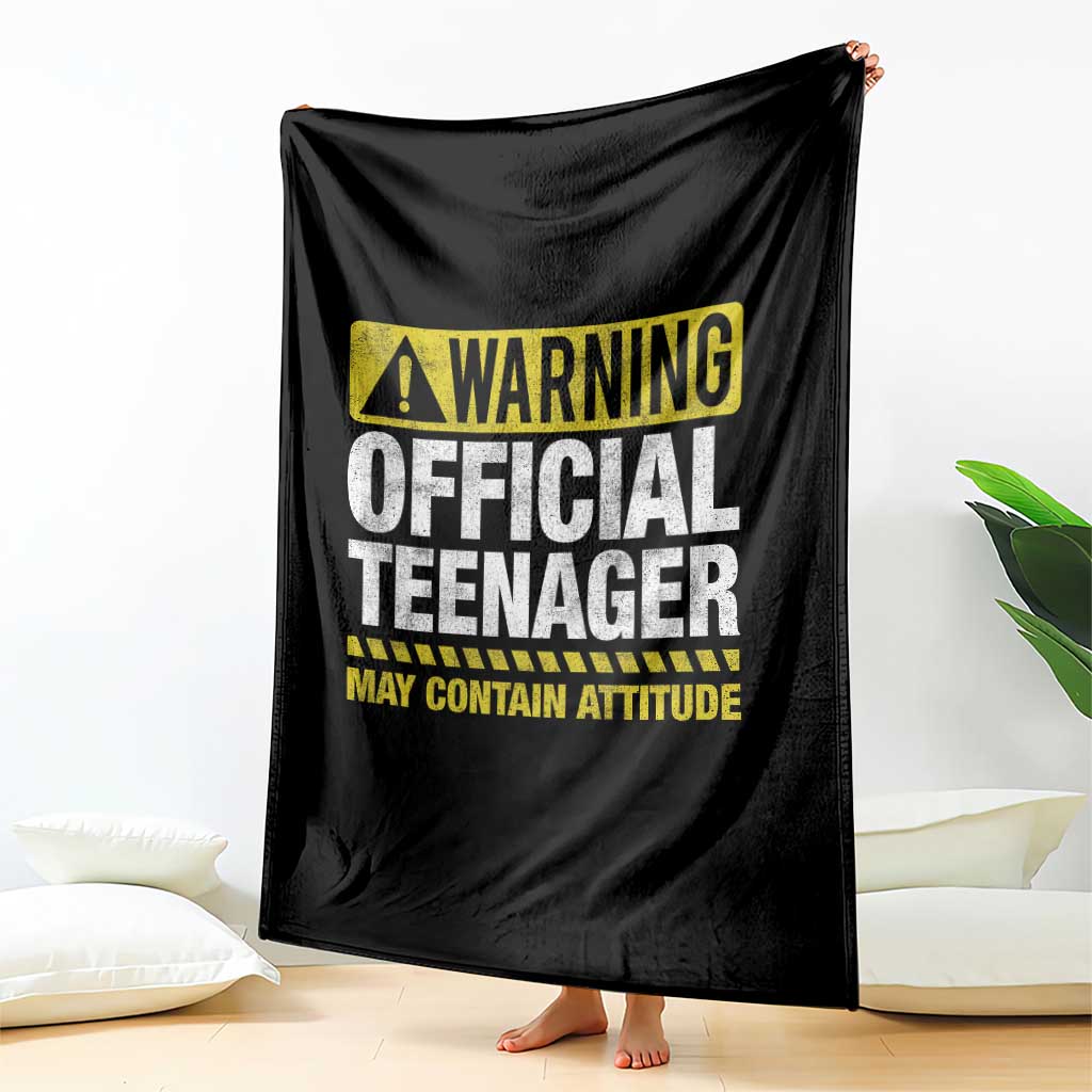 13th Birthday Throw Blanket Warning Official Teenager May Contain Attitude Funny 13 Years Old TS11 Print Your Wear