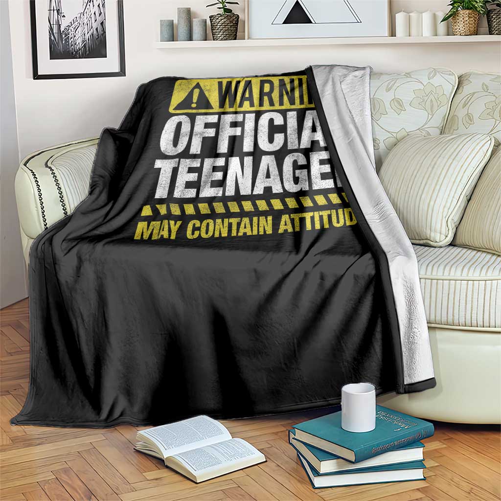 13th Birthday Throw Blanket Warning Official Teenager May Contain Attitude Funny 13 Years Old TS11 Print Your Wear