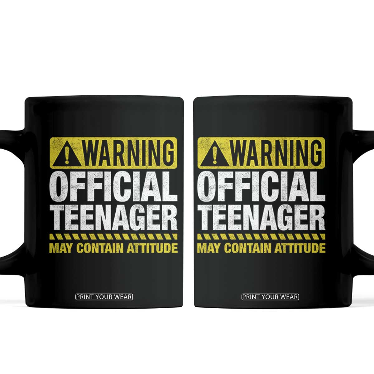 13th Birthday Coffee Mug Warning Official Teenager May Contain Attitude Funny 13 Years Old TS11 Black Print Your Wear