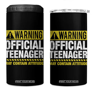 13th Birthday 4 in 1 Can Cooler Tumbler Warning Official Teenager May Contain Attitude Funny 13 Years Old TS11 One Size: 16 oz Black Print Your Wear