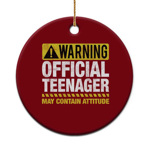 13th Birthday Ceramic Ornament Warning Official Teenager May Contain Attitude Funny 13 Years Old TS11 1pc Red Print Your Wear