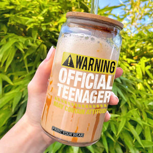 13th Birthday Glass Can Warning Official Teenager May Contain Attitude Funny 13 Years Old TS11 Black Print Your Wear