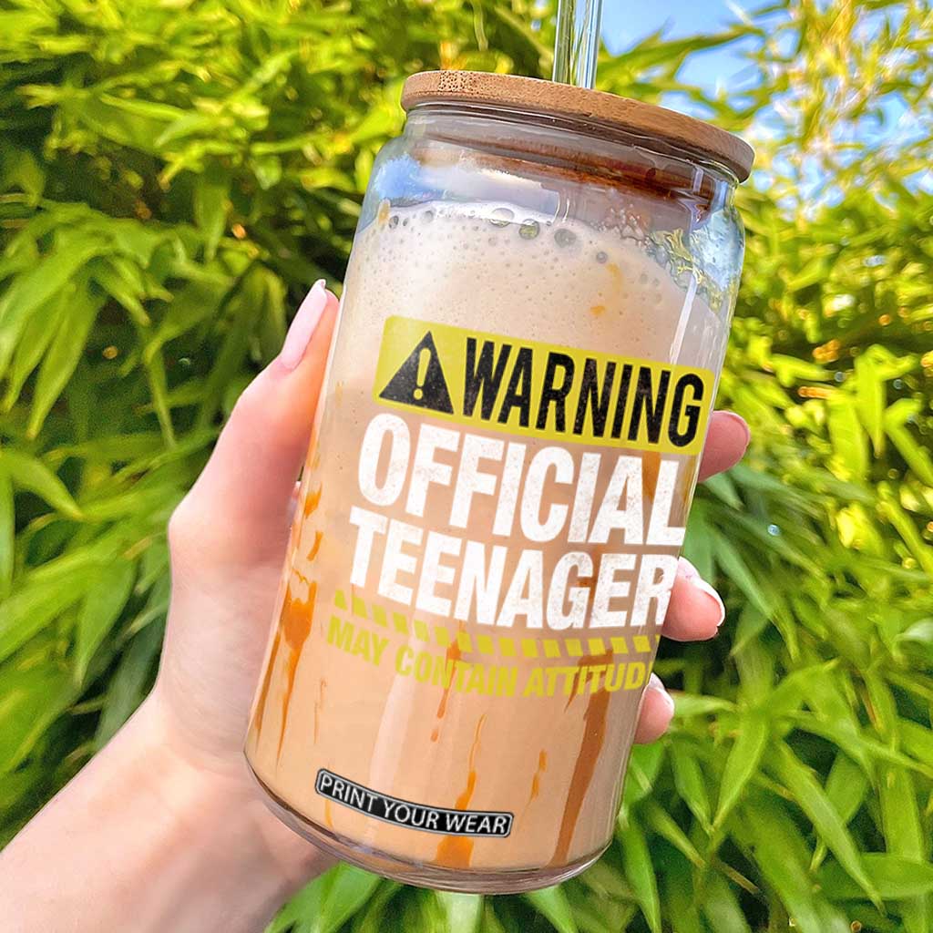 13th Birthday Glass Can Warning Official Teenager May Contain Attitude Funny 13 Years Old TS11 Black Print Your Wear