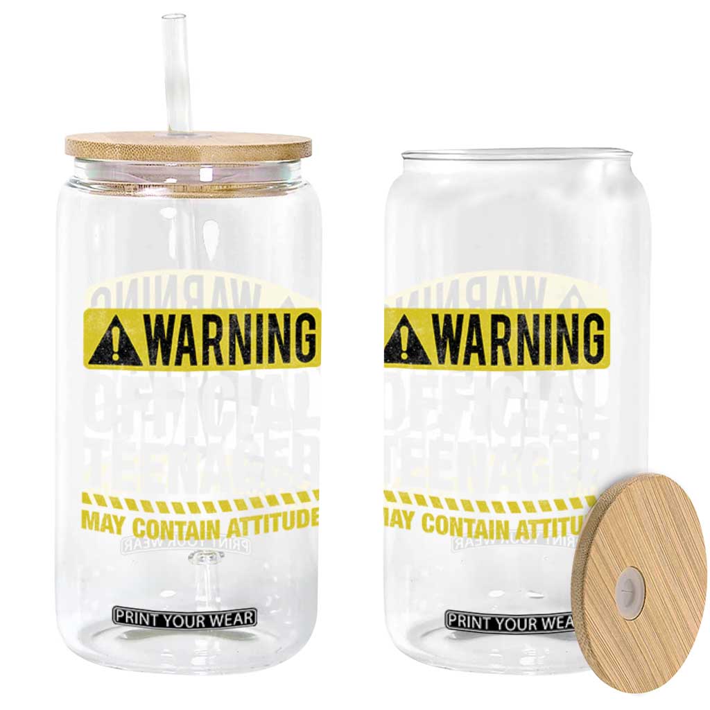 13th Birthday Glass Can Warning Official Teenager May Contain Attitude Funny 13 Years Old TS11 Print Your Wear