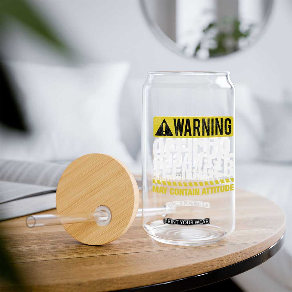 13th Birthday Glass Can Warning Official Teenager May Contain Attitude Funny 13 Years Old TS11 Print Your Wear