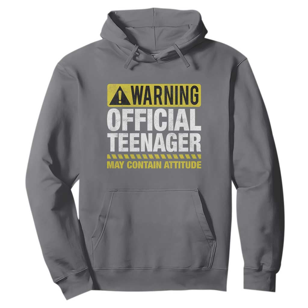 13th Birthday Hoodie Warning Official Teenager May Contain Attitude Funny 13 Years Old TS11 Charcoal Print Your Wear