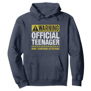 13th Birthday Hoodie Warning Official Teenager May Contain Attitude Funny 13 Years Old TS11 Navy Print Your Wear