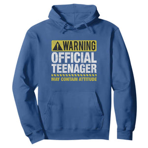 13th Birthday Hoodie Warning Official Teenager May Contain Attitude Funny 13 Years Old TS11 Royal Blue Print Your Wear
