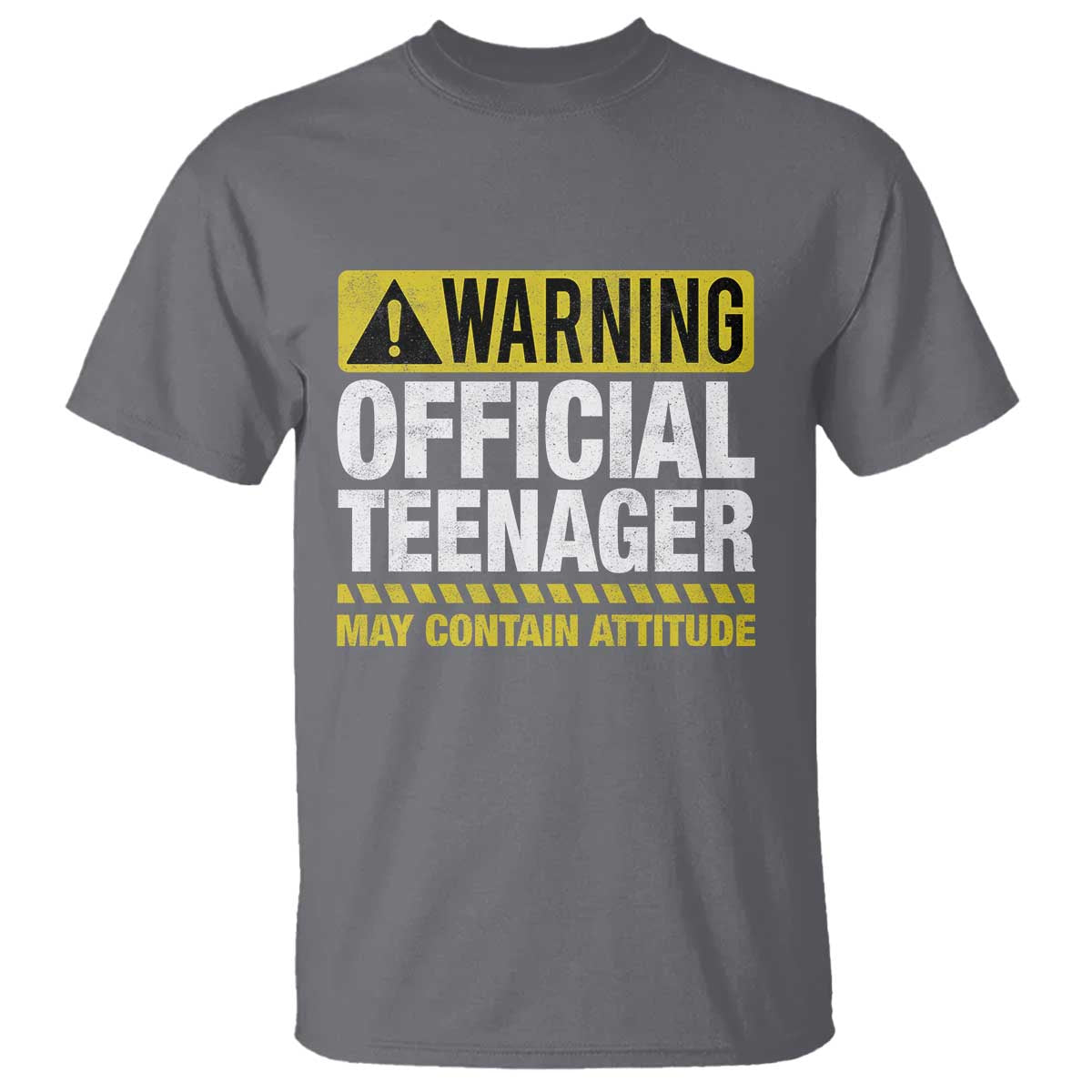 13th Birthday T Shirt Warning Official Teenager May Contain Attitude Funny 13 Years Old TS11 Charcoal Print Your Wear