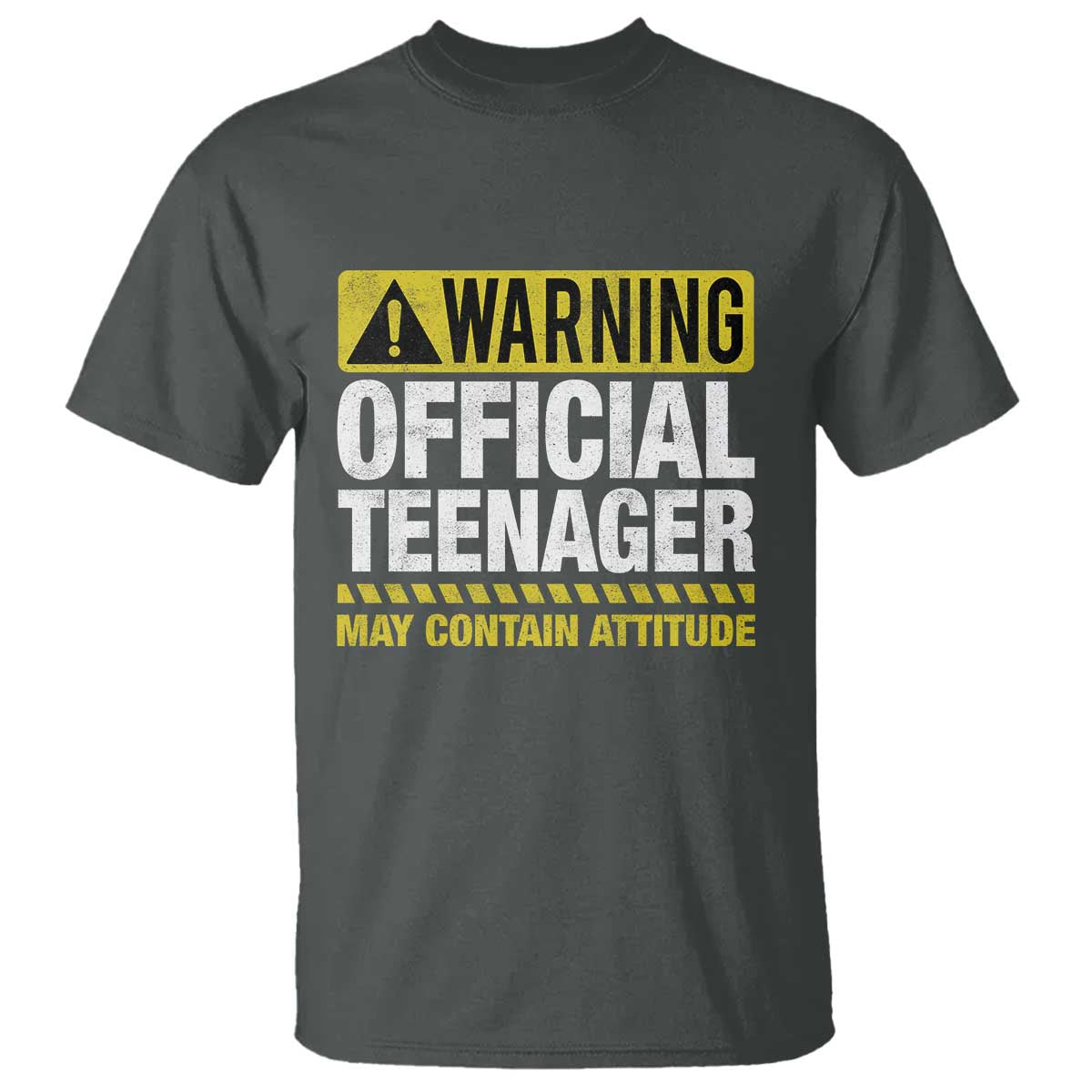 13th Birthday T Shirt Warning Official Teenager May Contain Attitude Funny 13 Years Old TS11 Dark Heather Print Your Wear