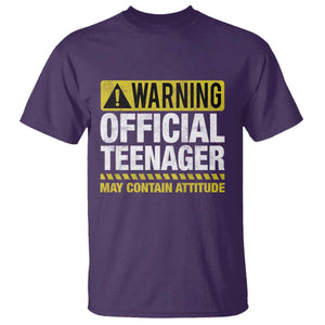 13th Birthday T Shirt Warning Official Teenager May Contain Attitude Funny 13 Years Old TS11 Purple Print Your Wear