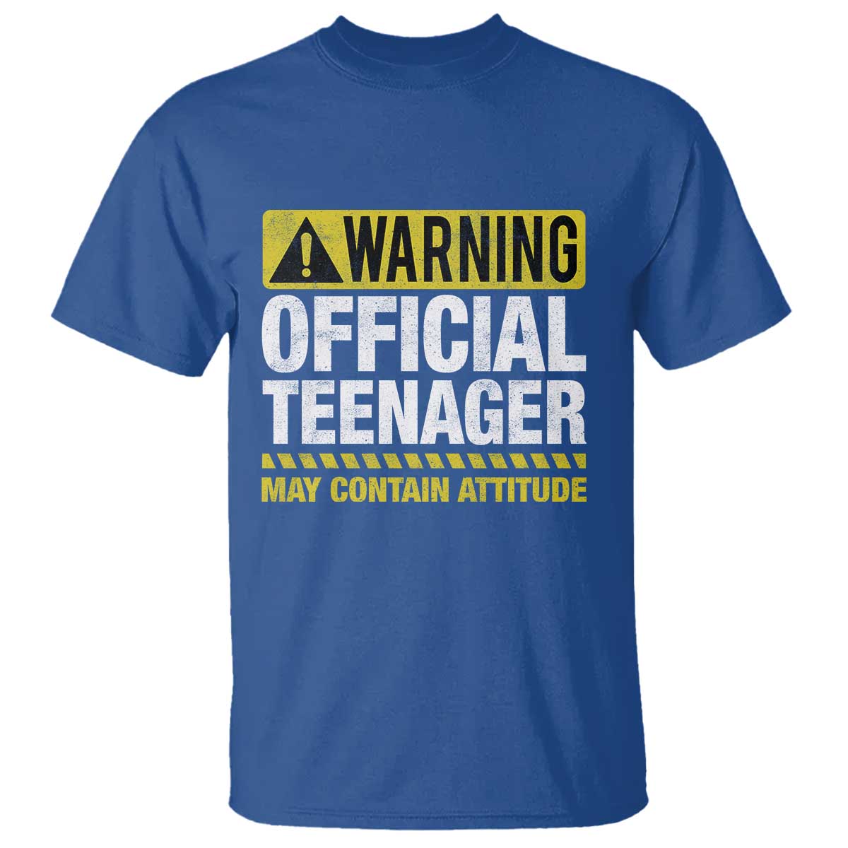 13th Birthday T Shirt Warning Official Teenager May Contain Attitude Funny 13 Years Old TS11 Royal Blue Print Your Wear