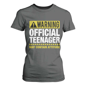 13th Birthday T Shirt For Women Warning Official Teenager May Contain Attitude Funny 13 Years Old TS11 Dark Heather Print Your Wear