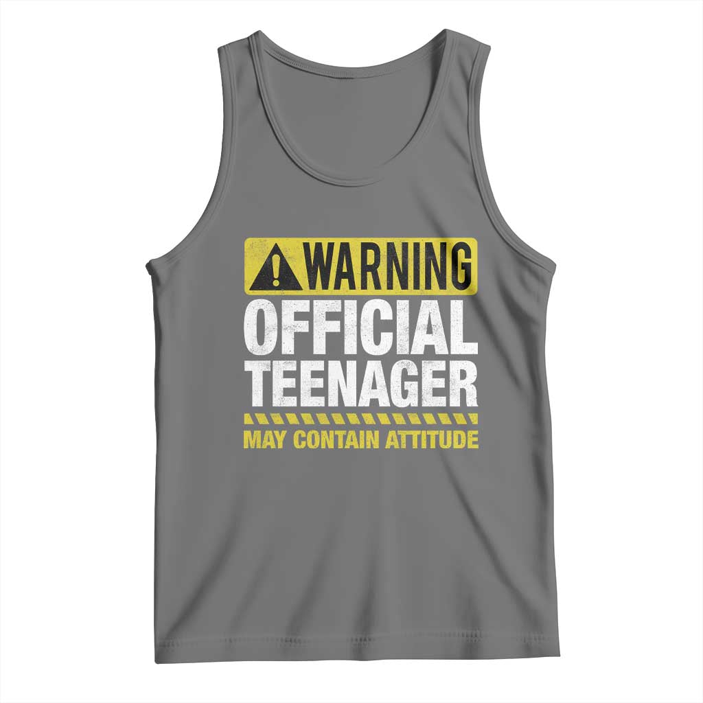 13th Birthday Tank Top Warning Official Teenager May Contain Attitude Funny 13 Years Old TS11 Black Heather Print Your Wear