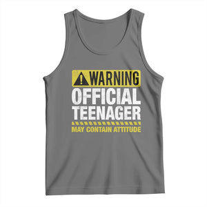 13th Birthday Tank Top Warning Official Teenager May Contain Attitude Funny 13 Years Old TS11 Black Heather Print Your Wear