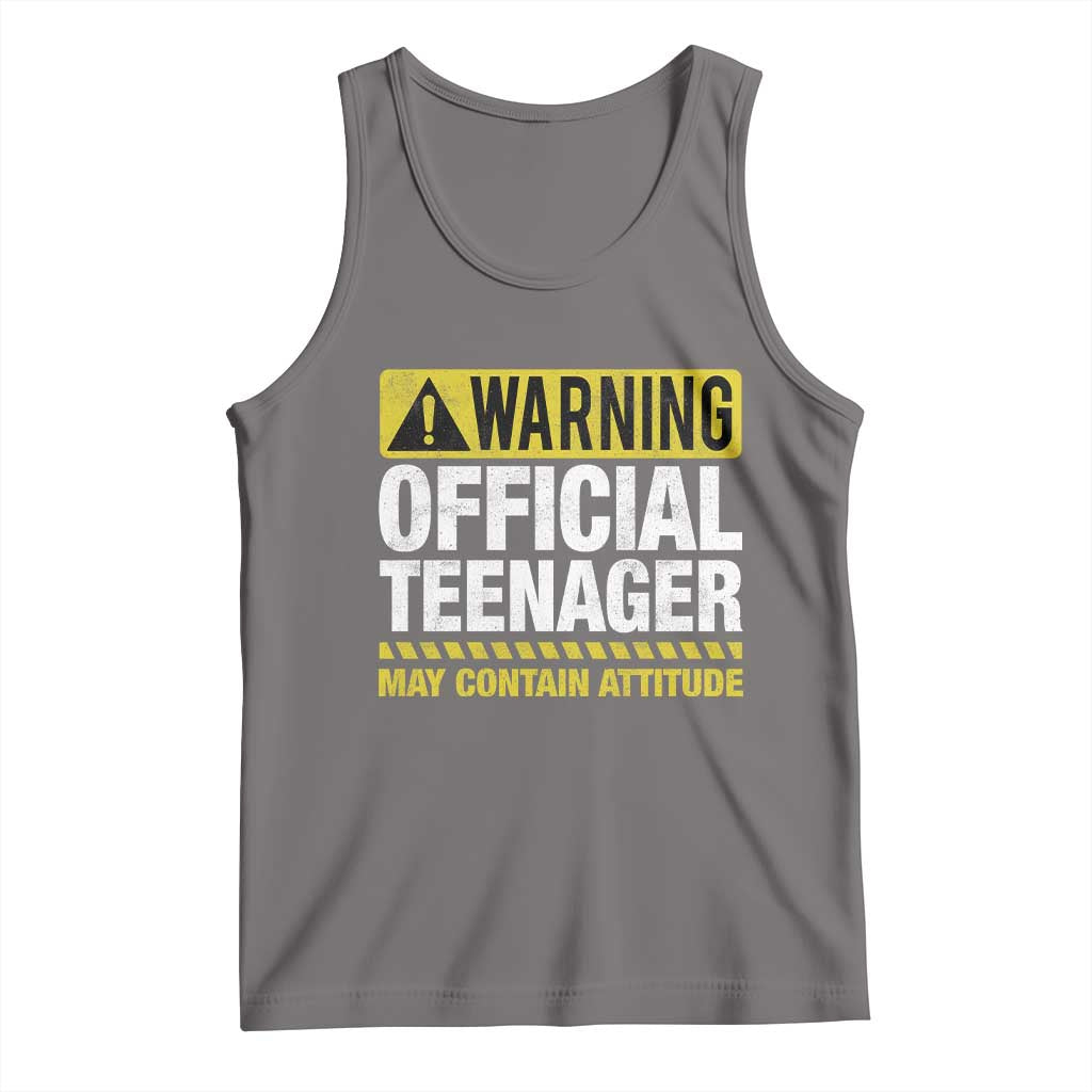 13th Birthday Tank Top Warning Official Teenager May Contain Attitude Funny 13 Years Old TS11 Deep Heather Print Your Wear