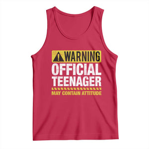 13th Birthday Tank Top Warning Official Teenager May Contain Attitude Funny 13 Years Old TS11 Red Print Your Wear
